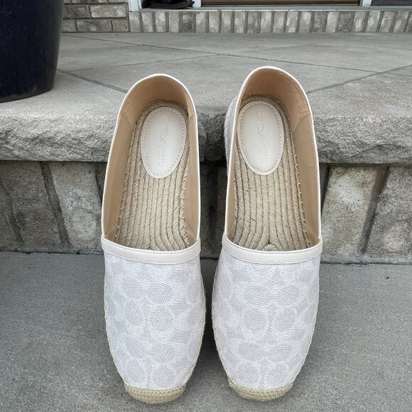 COACH COLLINS Coated Canvas Espadrille 9.5 Women's Slip On Shoe White Monogram - Picture 11 of 14